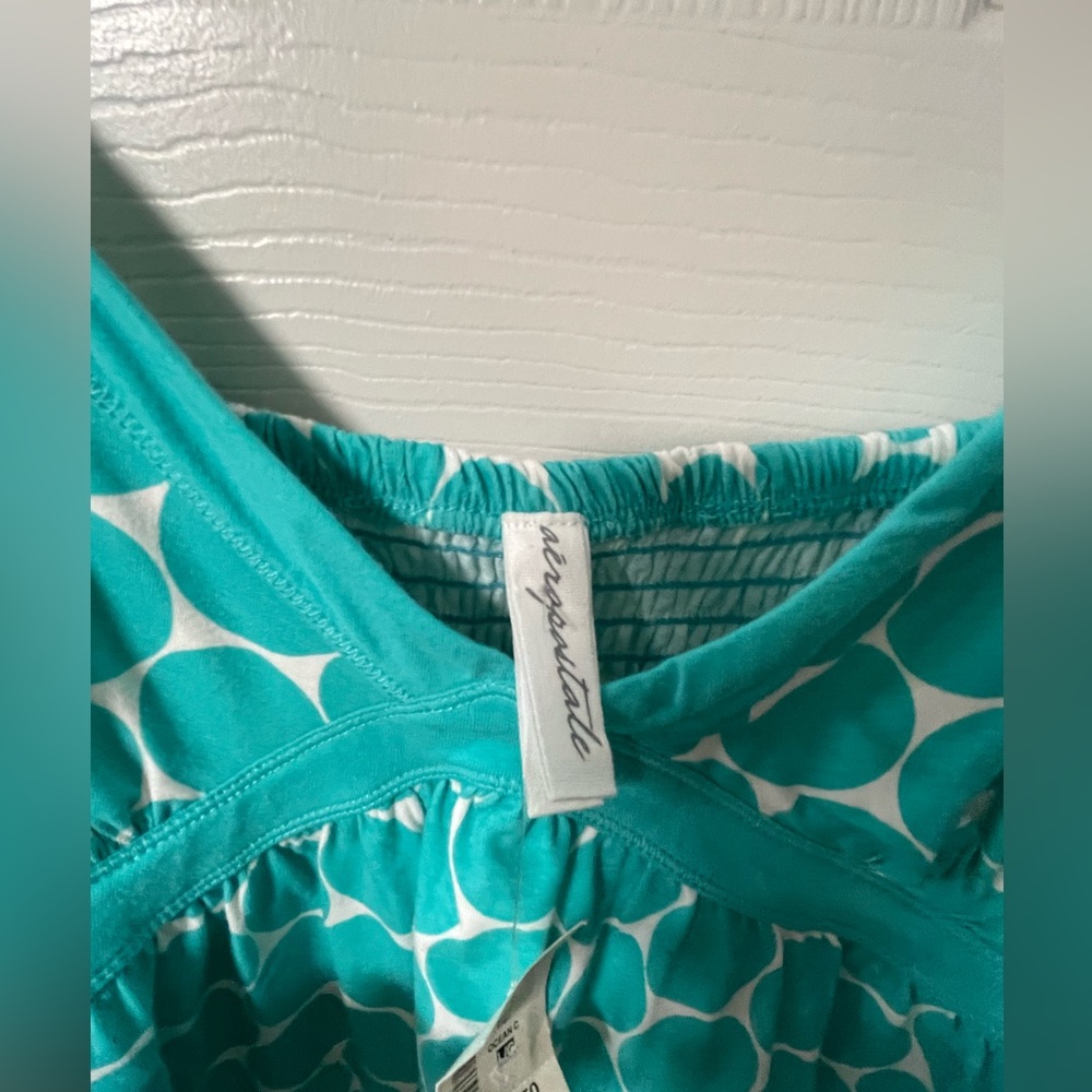 NWT: AEROPOSTALE Teal & White Polka Dot VNeck Adjustable Straps Size Large - Picture 6 of 8